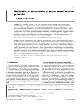 Probabilistic Assessment of Urban Runoff Erosion Potential