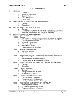 VOLUNTARY LEAVING 135.05 General A