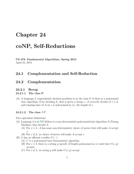 Chapter 24 Conp, Self-Reductions