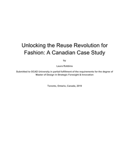 Unlocking the Reuse Revolution for Fashion: a Canadian Case Study