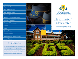 Headmaster's Newsletter