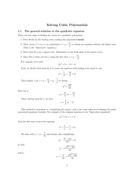 Solving Cubic Polynomials