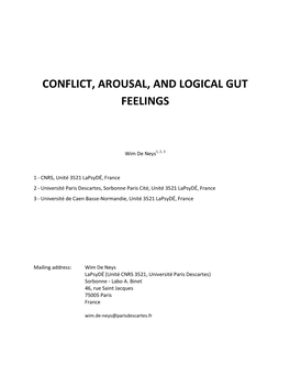 Conflict, Arousal, and Logical Gut Feelings