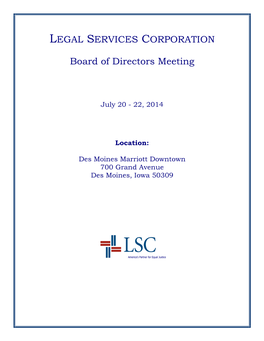 LEGAL SERVICES CORPORATION Board of Directors Meeting