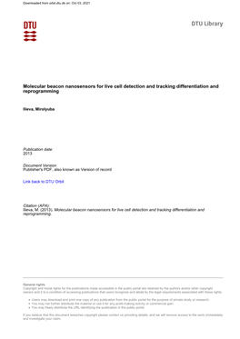Molecular Beacon Nanosensors for Live Cell Detection and Tracking Differentiation and Reprogramming