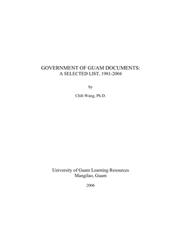 Government of Guam Documents, 1981-1996