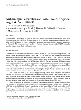 Archaeological Excavations at Castle Sween, Knapdale, Argyll & Bute, 1989-90