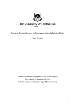 Exploring Spinifex Biomass for Renewable Materials Building Blocks