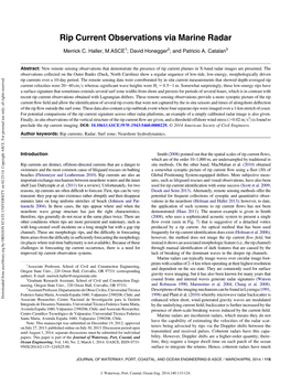 Rip Current Observations Via Marine Radar