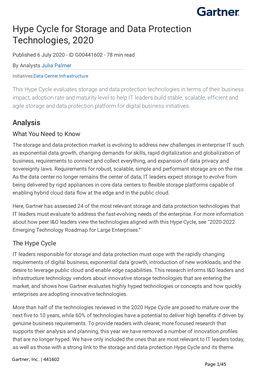 Hype Cycle for Storage and Data Protection Technologies, 2020