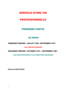 Deroule D'une Vie Professionnelle