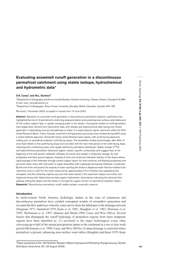 Evaluating Snowmelt Runoff Generation in a Discontinuous Permafrost
