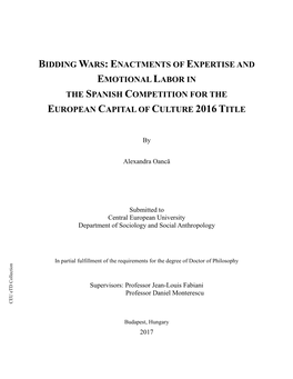 Bidding Wars: Enactments of Expertise and Emotional Labor in the Spanish Competition for the European Capital of Culture 2016 Title