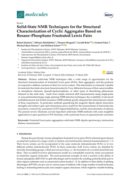 Solid-State NMR Techniques for the Structural Characterization of Cyclic Aggregates Based on Borane–Phosphane Frustrated Lewis Pairs