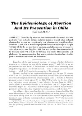 The Epidemiology of Abortion and Its Prevention in Chile, 79(5) Rev