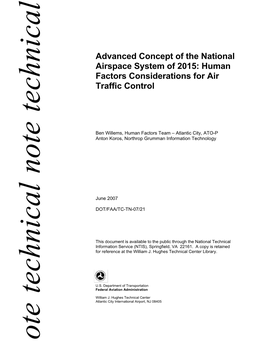 Advanced Concept of the National Airspace System of 2015: Human Factors Considerations For