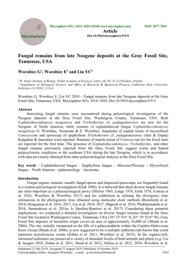 GFS Fungal Remains from Late Neogene Deposits at the Gray