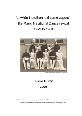 Manx Traditional Dance Revival 1929 to 1960