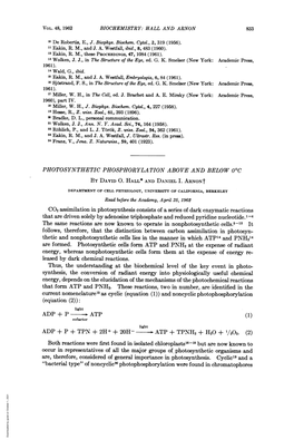 Photosynthetic Phosphorylation Above and Below 00C by David 0