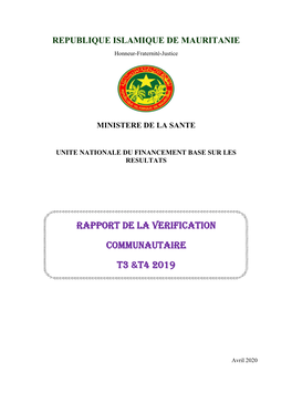 RAPPORT DE LA VERIFICATION COMMUNAUTAIRE T3 &T4 2019