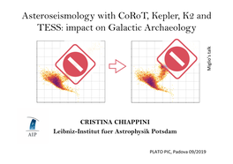 Asteroseismology with Corot, Kepler, K2 and TESS: Impact on Galactic Archaeology Talk Miglio’S