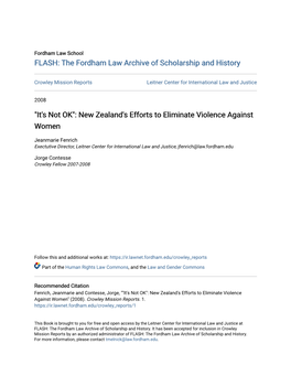 New Zealand's Efforts to Eliminate Violence Against Women