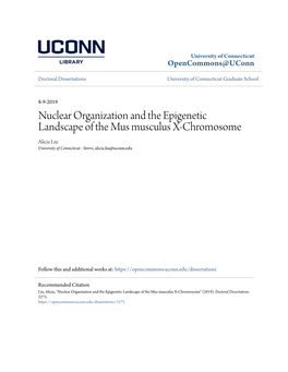 Nuclear Organization and the Epigenetic Landscape of the Mus Musculus X-Chromosome Alicia Liu University of Connecticut - Storrs, Alicia.Liu@Uconn.Edu