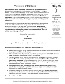 Vasospasm of the Nipple