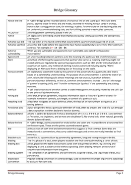 Bridge Glossary