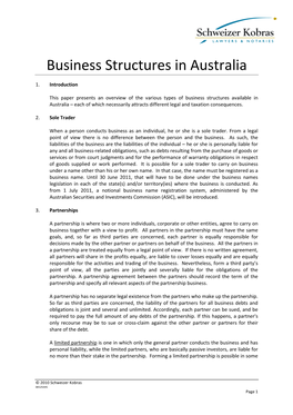 Business Structures in Australia