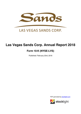 Las Vegas Sands Corp. Annual Report 2018