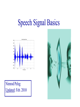 Speech Signal Basics