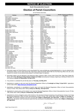 NOTICE of ELECTION Election of Parish Councillors