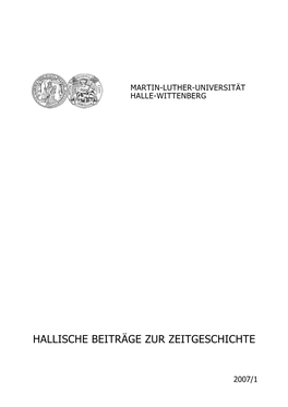 Hallische Beiträge Zur Zeitgeschichte