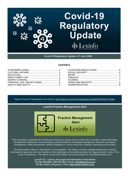 Covid-19 Regulatory Update 01Jun2020