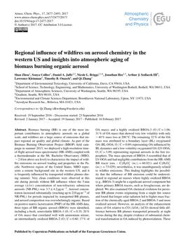 Regional Influence of Wildfires on Aerosol Chemistry in the Western US