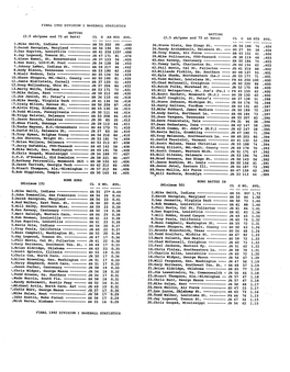 Final 1992 Division I Baseball Statistics