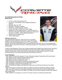Corvette Racing Driver Profile: Oliver Gavin