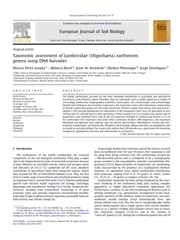 Taxonomic Assessment of Lumbricidae (Oligochaeta) Earthworm Genera Using DNA Barcodes