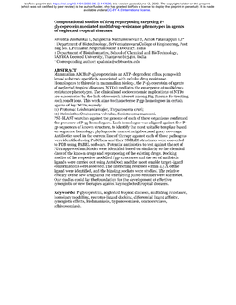 Computational Studies of Drug Repurposing Targeting P-Glycoprotein Mediated Multidrug-Resistance Phenotypes in Agents of Neglect