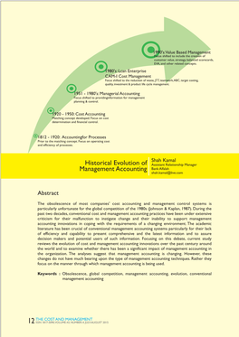 Historical Evolution of Management Accounting