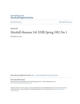 Marshall Alumnus, Vol. XXIII, Spring 1982, No. 1 Marshall University