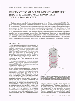 Observations of Solar Wind Penetration Into the Earth's Magnetosphere: the Plasma Mantle