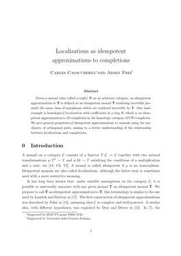 Localizations As Idempotent Approximations to Completions