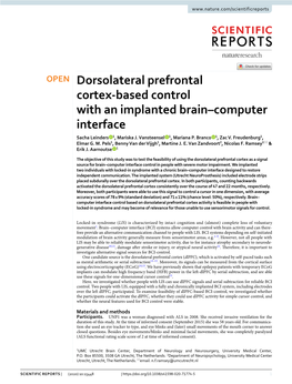 Dorsolateral Prefrontal Cortex-Based Control with an Implanted Brain–Computer Interface