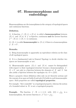 07. Homeomorphisms and Embeddings