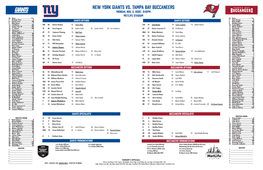 NEW YORK GIANTS Vs. TAMPA BAY BUCCANEERS MONDAY, NOV