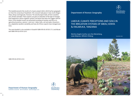 Labour, Climate Perceptions and Soils in the Irrigation Systems of Sibou, Ke N- Ya & Engaruka, Tanzania