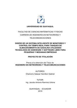 Universidad De Guayaquil Facultad De Ciencias Matematicas Y Fisicas Carrera De Ingeniería En Networking Y Telecomunicaciones D