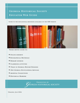 Georgia Historical Society Educator Web Guide
